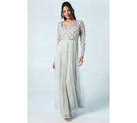 Coast Women's Diamante Geo Bodice Long Sleeve Tulle Bridesmaid Dress in Sage | Size: 10 Coast Sage 10