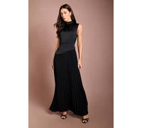 Coast Women's Drape High Neck Pleated Skirt Maxi Dress in Black | Size: 8