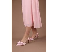 Coast Ella Satin Ankle Strap Bow Detail Medium Stiletto Heel Court Shoes, 4, Blush