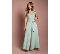 Coast Women's Embellished Bow Shoulder Wide Leg Jumpsuit in Sage | Size: 10 Coast Sage 10