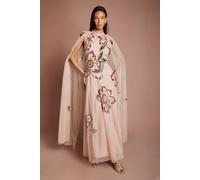Coast Women's Embellished Cape Sleeve Maxi Dress in Nude | Size: 12