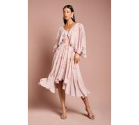 Embellished Frill Cape Midi Dress Coast Nude 10