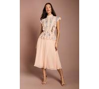 Coast Women's Embellished Frill Detail Midi Dress in Coral | Size: 12