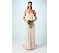 Coast Women's Embellished Strappy Maxi Wedding Dress with Train in Nude | Size: 16 Coast Nude 16