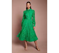 Coast Women's Embroidered Cutout Belted Shirt Dress in Green | Size: 12