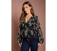 Coast Women's Embroidered Frill Blouse in Mono | Size: 18 Coast Mono 18
