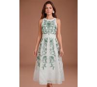 Coast Women's Embroidered High Neck Panel Detailed Midi Dress in Light Blue | Size: 12