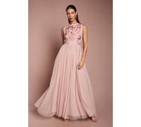 Coast Women's Embroidered Linear Floral Maxi Bridesmaid Dress in Blush | Size: 16