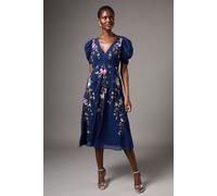 Coast Women's Embroidered Midi Dress in Blue | Size: 12 Coast Blue 12
