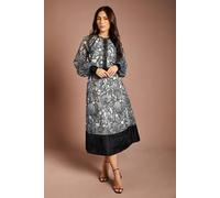 Coast Women's Embroidered Organza Long Sleeve Midi Shirt Dress in Mono | Size: 8