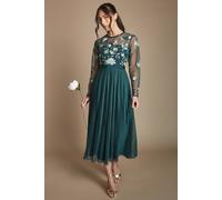 Coast Women's Embroidered Pleat Maxi Bridesmaid Dress in Emerald | Size: 18