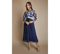 Coast Women's Embroidered Pleat Maxi Bridesmaid Dress in Navy | Size: 16