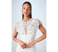 Coast Women's Encrusted Gem Bridal Cape Jacket in Ivory | Size: Small