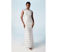 Encrusted Gem Detail Cap Sleeve Wedding Dress Coast Ivory 12