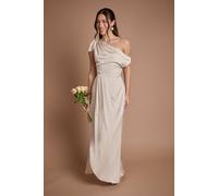 Coast Women's Fallen Shoulder Bow Detail Bridesmaid Maxi Dress in Champagne | Size: 10