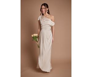 Coast Women's Fallen Shoulder Bow Detail Bridesmaid Maxi Dress in Champagne | Size: 10 Coast Champagne 10