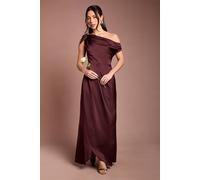 Coast Women's Fallen Shoulder Bow Detail Bridesmaid Maxi Dress in Espresso | Size: 12
