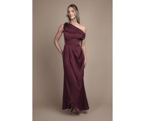 Coast Women's Fallen Shoulder Bow Detail Bridesmaid Maxi Dress in Malbec | Size: 12