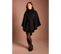 Coast Women's Button Detail Belted Occasion Cape Coat in Black | Size: Medium Coast Black M
