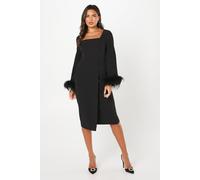 Coast Women's Feather Cuff Long Sleeve Pencil Dress in Black | Size: 8 Coast Black 8