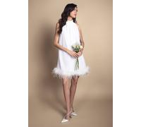 Coast Women's Feather Hem Sequin Hen Mini Dress in Ivory | Size: 16 Coast Ivory 16
