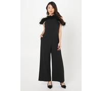 Coast Women's Feather Off-Shoulder Jumpsuit in Black | Size: 8 Coast Black 8