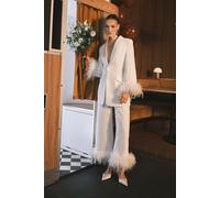 Coast Women's Feather Trim Cropped Trouser in Ivory | Size: 16 Coast Ivory 16