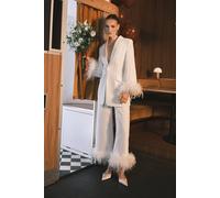 Coast Women's Feather Trim Cropped Trouser in Ivory | Size: 8 Coast Ivory 8