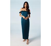Floral Bardot Satin Bridesmaid Dress Coast Navy 12