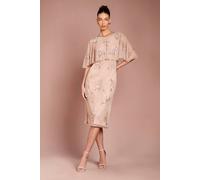 Coast Women's Floral Embellished Cape Midi Dress in Blush | Size: 10 Coast Blush 10