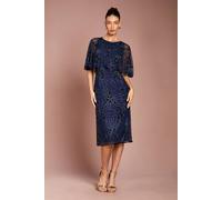 Coast Women's Floral Embellished Cape Midi Dress in Navy | Size: 16