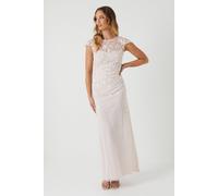 Coast Women's Floral Embroidered Cap Sleeve Bridesmaid Maxi Dress in Blush | Size: 10 Coast Blush 10