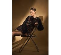 Coast Women's Floral Placement Embellished Long Sleeve Mini Dress in Black | Size: 10 Coast Black 10