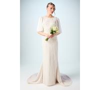 Coast Women's Flutter Sleeve Embroidered Tulle Wedding Dress in Ivory | Size: 10 Coast Ivory 10