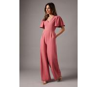 Coast Women's Flutter Sleeve Plunge Jumpsuit in Rose | Size: 10 Coast Rose 10