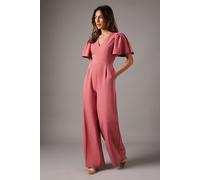 Coast Women's Flutter Sleeve Plunge Jumpsuit in Rose | Size: 12