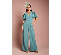Coast Women's Flutter Sleeve Plunge Jumpsuit in Sage | Size: 10 Coast Sage 10