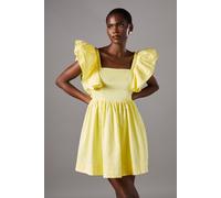 Coast Women's Frill Shoulder Mini Dress in Yellow | Size: 10 Coast Yellow 10