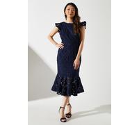 Coast Women's Frill Sleeve Lace Flute Hem Dress in Navy | Size: 10 Coast Navy 10