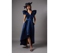 Coast Frill Sleeve V Neck Midi Dress In Navy navy 8