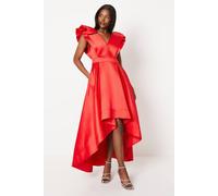 Coast Women's Frill Sleeve V Neck Midi Dress in Red | Size: 10