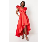 Coast Women's Frill Sleeve V Neck Midi Dress in Red | Size: 10 Coast Red 10