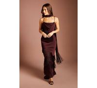 Coast Women's Fringe Detail Strappy Maxi Dress With Scarf in Chocolate | Size: 12