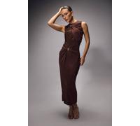 Coast Women's Gold Trim Detail Sleeveless Drape Maxi Dress in Chocolate | Size: 16