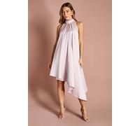 Coast Women's Halter Neck Asymmetric Hem Bow Back Mini Dress in Blush | Size: 14 Coast Blush 14