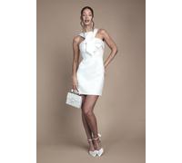 Coast Women's Halter Neck Pearl Detail Mini Wedding Dress in Ivory | Size: 16