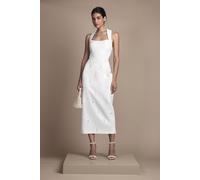 Coast Women's Halter Satin Midi Wedding Dress With Pearl in White | Size: 12 Coast White 12