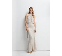 Coast Women's Halterneck Sequin Bridesmaid Maxi Dress in Champagne | Size: 8