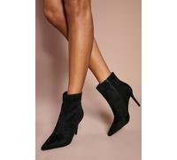 Coast Women's Harper Faux Croc Embossed Suede High Stiletto Ankle Boots in Natural Black | Size: 8