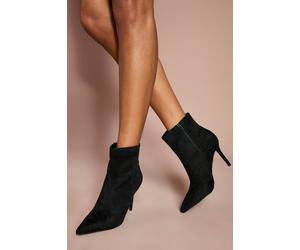 Coast Women's Harper Faux Croc Embossed Suede High Stiletto Ankle Boots in Natural Black | Size: 8